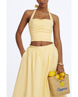 Miss Circle Wilsie Cotton Poplin Ruched Halter Top - Yellow