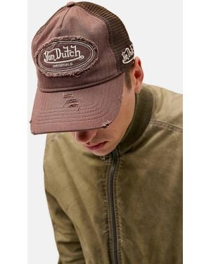 Von Dutch Uo Exclusive Brown Herringbone Trucker Cap