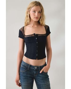 Urban Outfitters Uo Lights Out Blouse - Blue