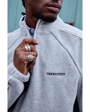 iets frans... Grey & Black Panel Fleece Jacket