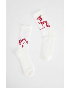 Urban Outfitters Uo Dragon Socks - White