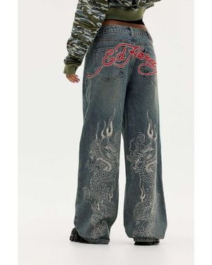 Ed Hardy Uo Exclusive Washed Dragon Jeans - Multicolour