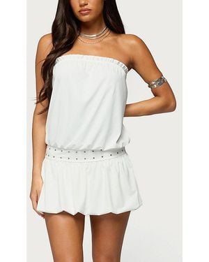 Edikted Layton Studded Strapless Bubble Mini Dress - White