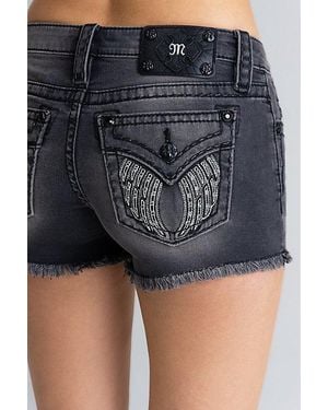 Miss Me Shadow Wing Low Rise Shorts - Blue
