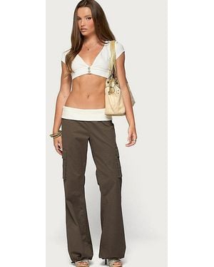Edikted Jolee Contrast Ribbed Foldover Cargo Pants - Green