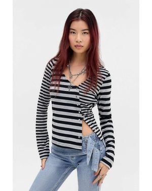 The Ragged Priest The Raggest Priest Tally Multi-stripe Long Sleeve Top Uk 10 At Urban Outfitters - White