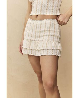 Out From Under Ruffle Mini Skirt M At Urban Outfitters - Natural