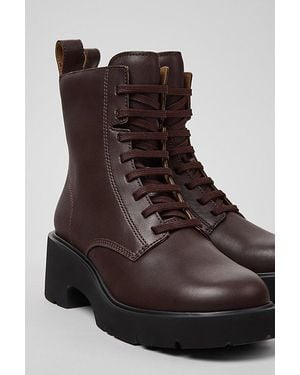 Camper Milah Leather Lace Up Bootie - Brown