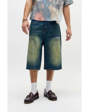 Ed Hardy Uo Exclusive Blue Dragon Double Knee Jorts - Green