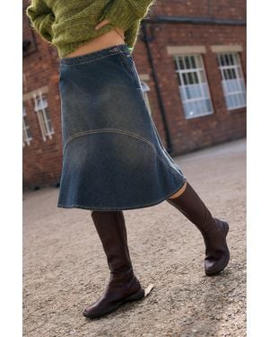 BDG Rowan Denim Midi Skirt 2xs At Urban Outfitters - Blue