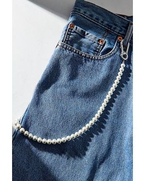 Urban Outfitters Faux Pearl Beaded Wallet Chain - Blue