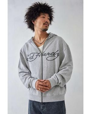 Ed Hardy Es hardy uo exclusive - reißverschluss-hoodie "tiger face" in meliert - Grau