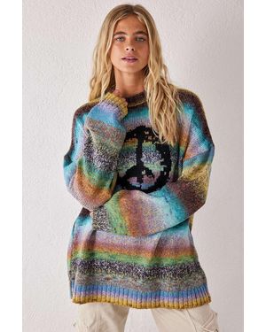 The Ragged Priest Uo Exclusive Peace Knit Jumper - Blue