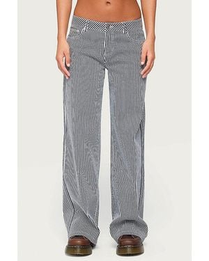 Edikted Daja Striped Low Rise Baggy Jeans - Gray