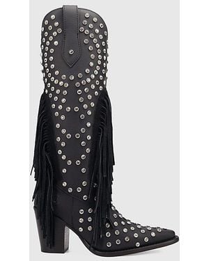 Dingo Show Pony Leather Fringe Cowboy Boot - White