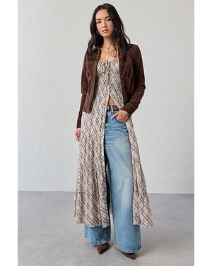 Kimchi Blue Samira Puff Sleeve Smocked Button-Front Layering Maxi Dress - Blue