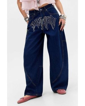 Ed Hardy Gothic Skull Relaxed Jeans - Blue
