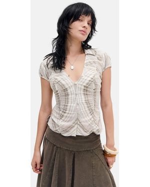 Kimchi Blue Luna Ruched Shirt 2xs At Urban Outfitters - Multicolour