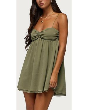 Edikted Ariellah Chiffon Babydoll Mini Dress - Green