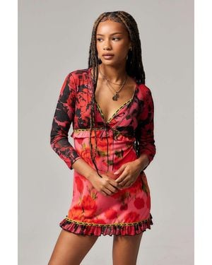 Archive At Uo Rose Halo Cardigan - Red