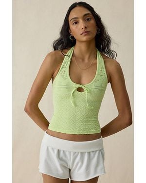 Out From Under Lue Jacquard Seamless Knit Halter Top - Green