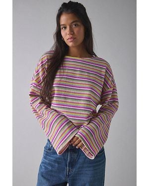 Vintage & ReMADE by UO Remade By Uo Striped Knit Drippy Sleeve Sweater - Multicolour