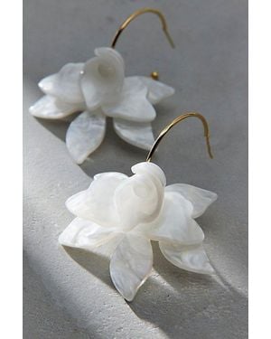 Urban Outfitters Juno Bloom Flower Hoop Earrings - Gray