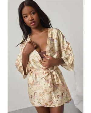 Out From Under Goodnight Kiss Satin Robe - Natural