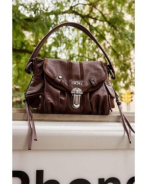 BDG Sophia Buckled Faux Leather Shoulder Bag - Brown