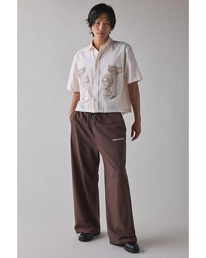 Standard Cloth Relaxed Fit Open Hem Wide Leg Sweatpant - Brown