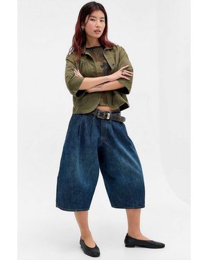 BDG Jax Pleat Front Cocoon Crop Jeans - Blue