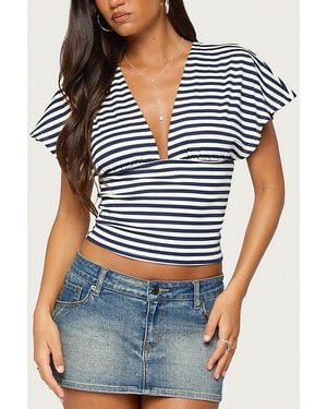 Edikted Chassidy Striped Flutter Top - Blue