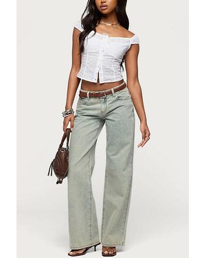 Edikted Tall Magda Acid Wash Low Rise Baggy Jean - White