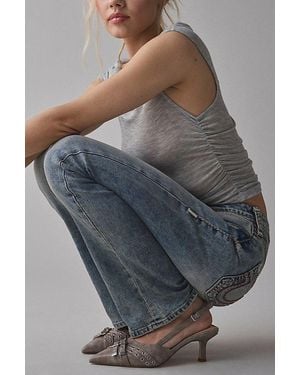 Urban Outfitters Uo Wren Buckle Slingback Kitten Heel - Gray