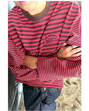 BDG Luca Mixed Stripe T-shirt - Red