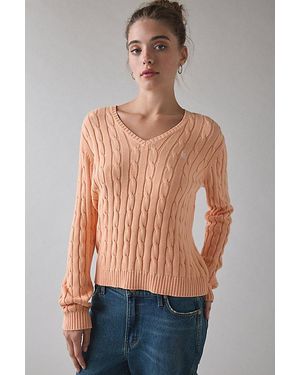 Vintage & ReMADE by UO Vintage By Uo Bleached Cable Knit V-Neck Sweater - Multicolour