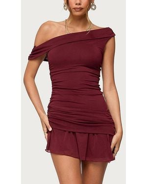 Edikted Gesibelle Off Shoulder Mesh Mini Dress - Red