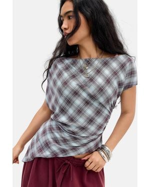 Silence + Noise Silence + Noise Clarissa Check Drape Top - Grey