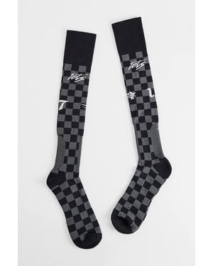 iets frans... Check Long Football Socks - Black