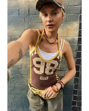 Urban Outfitters Uo Chocolate 98 Tie Neck Graphic Halter Top - Grey