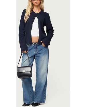 Edikted Petite Magda Low Rise Acid Wash Jeans - Blue