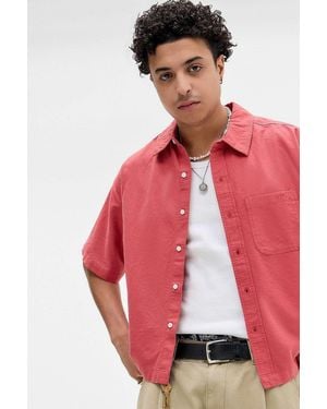 BDG Red Arlo Crop Oxford Shirt