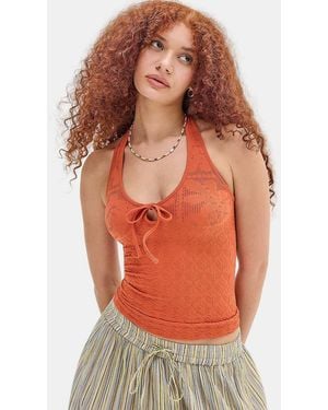 Kimchi Blue Seamless Tie Front Cami - Orange