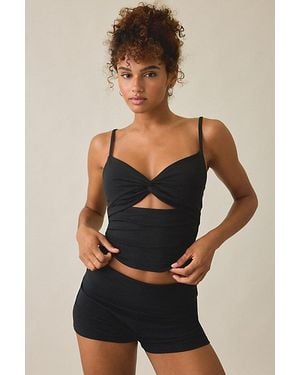 Out From Under Bec Twist-Front Cropped Cami - Black