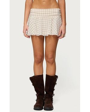 Edikted Lulah Plaid Mini Skirt - Natural