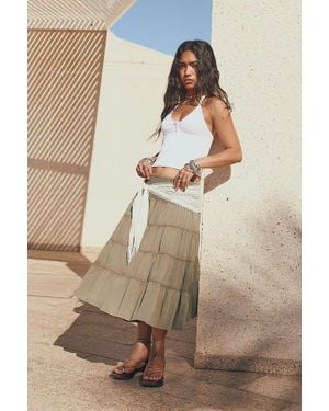 Kimchi Blue Bea Tiered Midi Skirt - Green