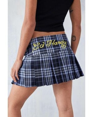 Ed Hardy Black & Blue Check Micro Kilt