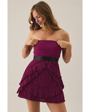 Lulus Karis Crinkle Chiffon Ruffle Strapless Mini Dress - Purple