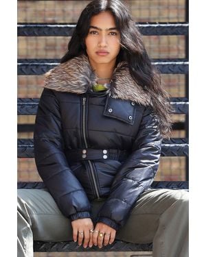 Urban Outfitters Uo Sonja Asymmetric Belted Puffer Jacket - Blue