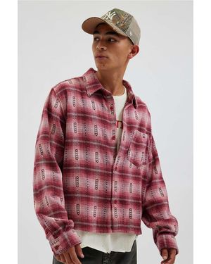 BDG Cropped Flannel Shirt - Red